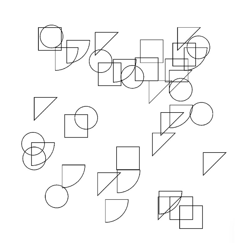 Beispielbild geometrische Formen, Konturstärke 1, keine Füllung