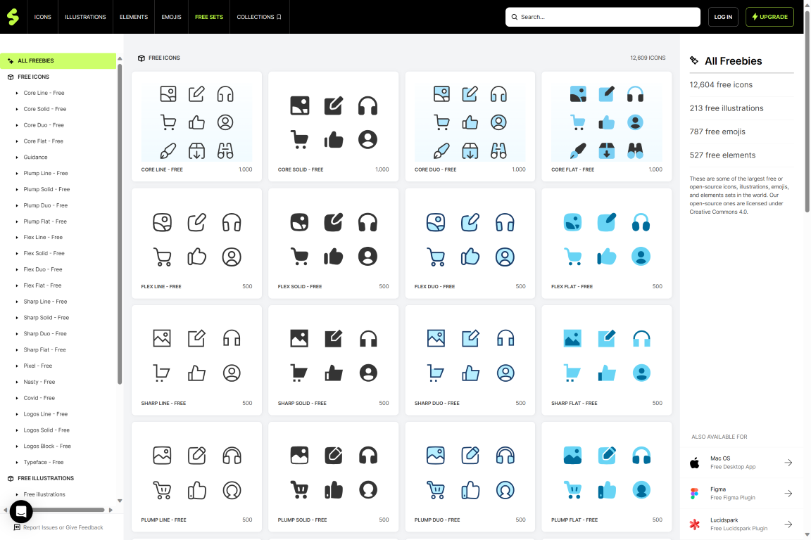 Screenshot der Seite: Streamline Icons